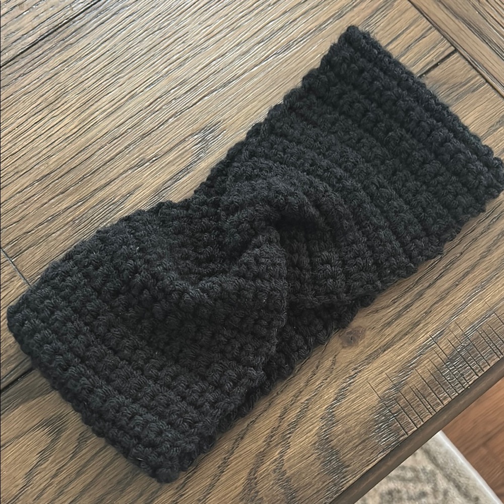 Handmade Black Crochet Headband